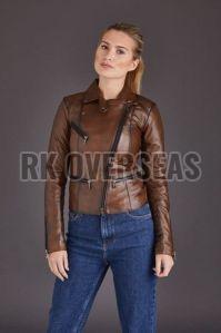 Ladies Brown Leather Jacket
