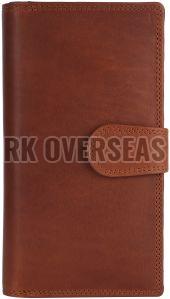 Ladies Brown Long Buckle Leather Wallet