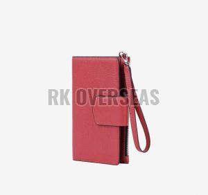 Ladies Pink Long Buckle Leather Wallet