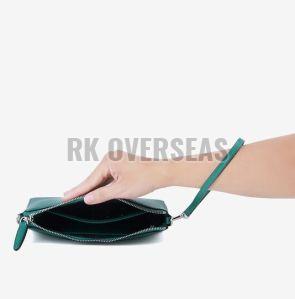 Ladies Green Leather Pouch Purse