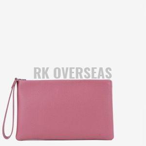 Ladies Pink Leather Pouch Purse