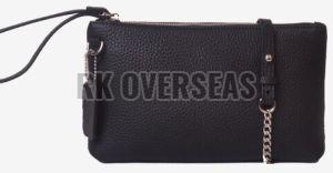 Ladies Designer Black Leather Pouch Purse