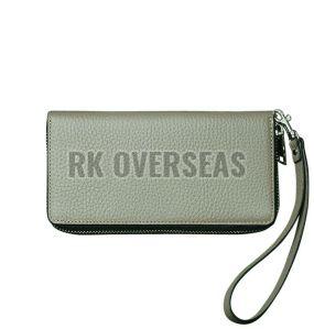 Ladies Plain Light Green Leather Wallet