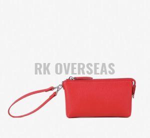 Ladies Dark Pink Leather Pouch Purse