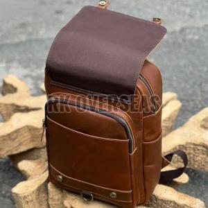 Fancy Brown Leather Backpack Bag