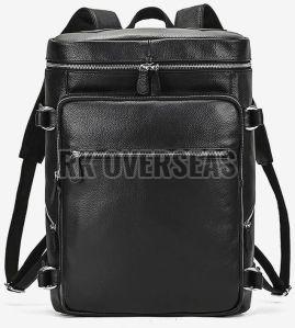 Solid Black Leather Backpack Bag