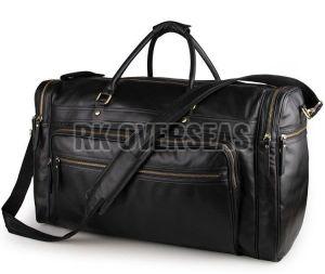 Black Genuine Leather Duffle Bag