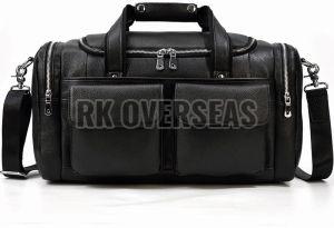 Leather Black Travel Duffle Bag