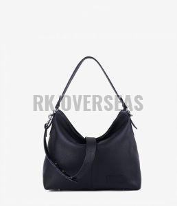 Ladies Black Leather Hobo Handbag