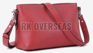 Ladies Dark Peach Leather Crossbody Bag