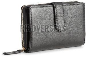 Ladies Black Long Buckle Leather Wallet