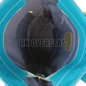 Dark Aqua Blue Leather Tote Bag