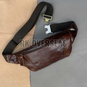 Shiny Brown Leather Waist Bag