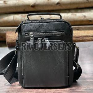 Mens Luxury Vintage Black Leather Side Bag