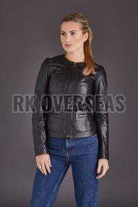 Ladies Slim Fit Black Leather Jacket