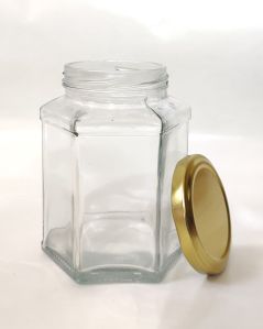 400 ml Hexagonal Glass Jar