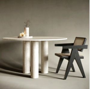 JEN OVEL TRAVERTINE STONE DINING TABLE