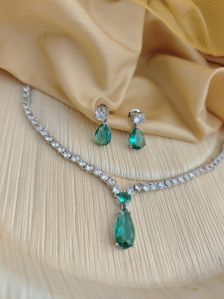 Women Sparkling Bollywood Cz Necklace & Earring Set