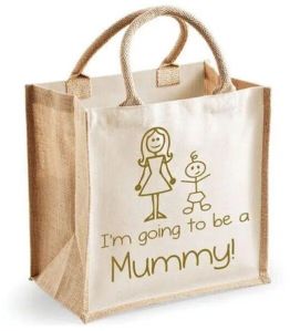 OFF-WHITE PROMOTIONAL JUTE TOTE BAG WITH ROUND TAPE HANDLE