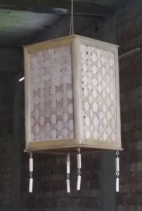 Beaded Panel Bamboo Hanging Lamp