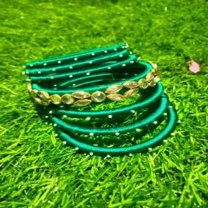 Ladies Green Silk Threaded Bangles