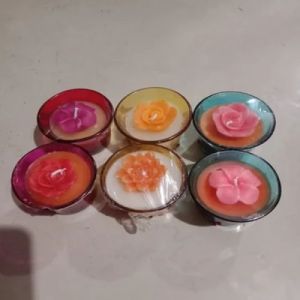 Small Glass With Flower Candle