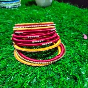 Ladies Stone Work Silk Thread Bangles