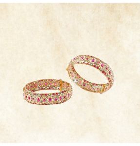 ruby emerald pearls ladies gold bangles
