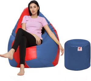 Navy Blue & Red Coaster Shine Teardrop Bean Bag Cover with Stool
