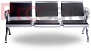 Three Seater Waiting Chair With Cushion- Chrome Finish