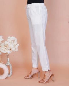 Ladies White Cotton Pant