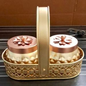 Metal Gift Hamper Baskets with Metal Bowl and Lids