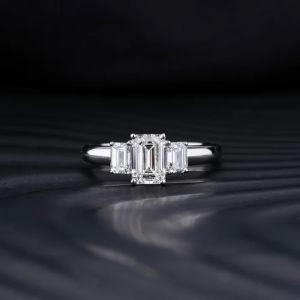 3 Stone Emerald Cut Ladies Diamond Ring