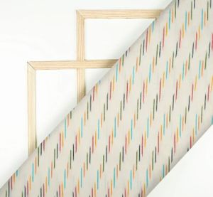 Multi-Color Stripes Pattern Pre-Washed Ikat Cotton Fabric