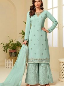 Women Georgette Sharara Suit with Gota Work & Embroidery