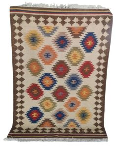 Kilim Area Rug, Reversible Handmade Cotton Wool Rug