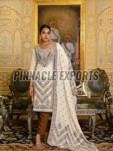 Ladies Brown Viscose Santoon Printed Suit Set