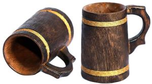 Wooden Beer Mug Set of 2
