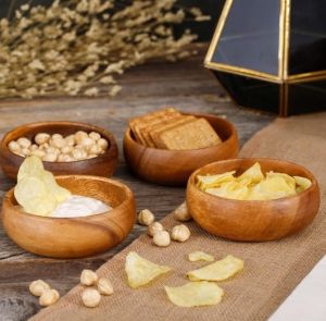 Wood Snack Serving Bowl Set OF 4