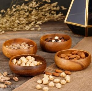 Wood Snack Serving Bowl Set OF 4