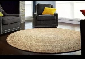 Beige Round Jute Rug