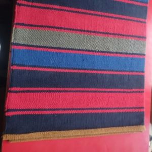 Multicolor Hand Knotted Striped Cotton Durries