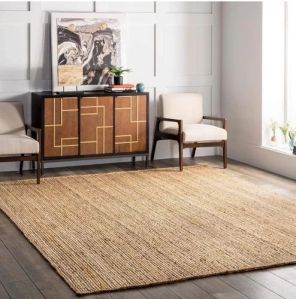 Rectangular Beige Braided Jute Rug
