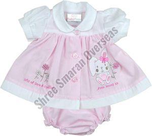 Stylish White & Pink Girls Frock