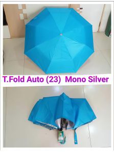 23 Inches Three Fold Auto Mono Silver Umbrella