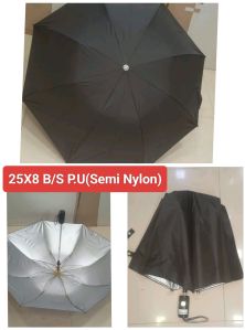 25x8 Inches Black Silver Polyurethane Umbrella