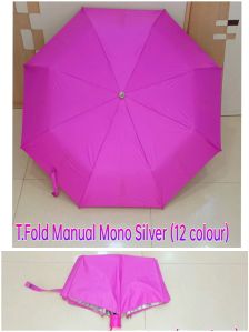 Three Fold Manual Mono Silver Umbrella