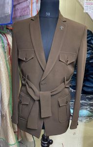 Brown Party Wear Mens Velvet Blazer