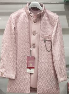 Boys Kids Peach Embroidered Sherwani