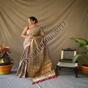 Ladies Party Wear Printed Silk Saree
